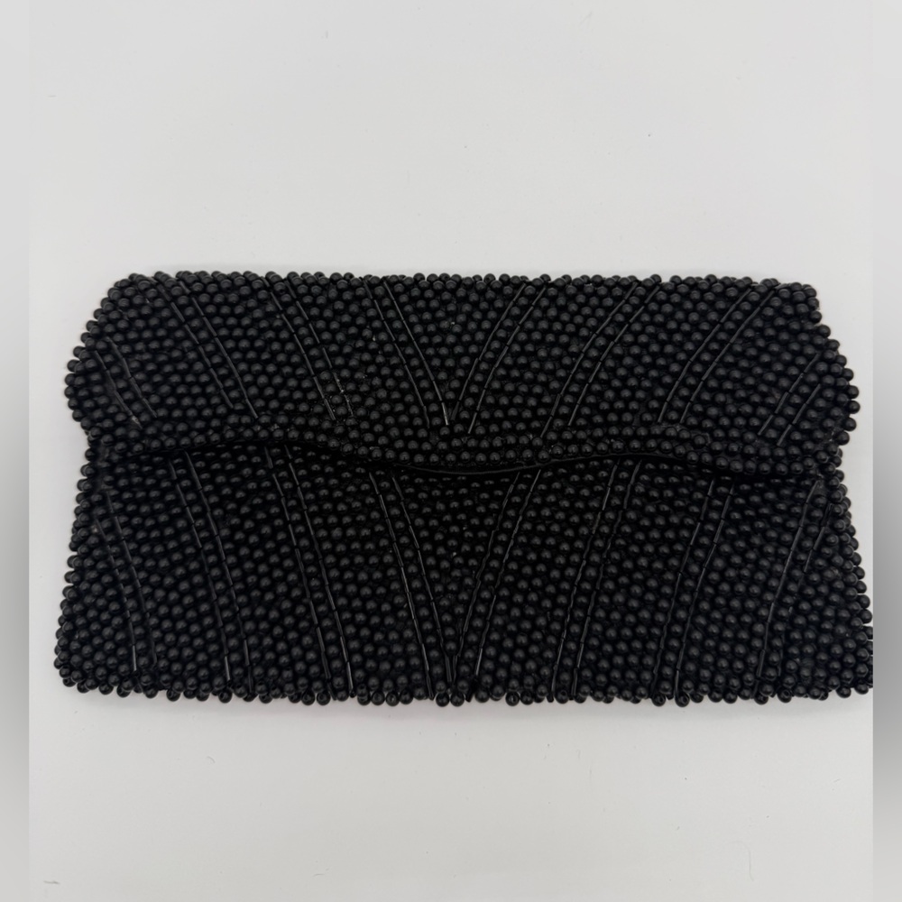 Vintage Black Beaded Clutch-Made in Japan